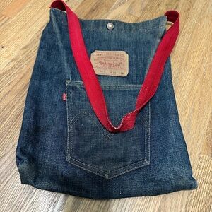 Levi's Dark Blue Denim Shoulder Bag with Red Strap